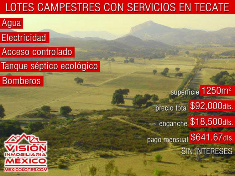 Lotes campestres en Tecate en pagos con servicios