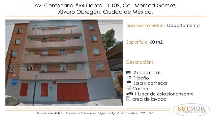 Foto Departamento en Venta en Merced Gómez, Alvaro Obregón, Distrito Federal - $ 750.000 - DEV310190 - BienesOnLine