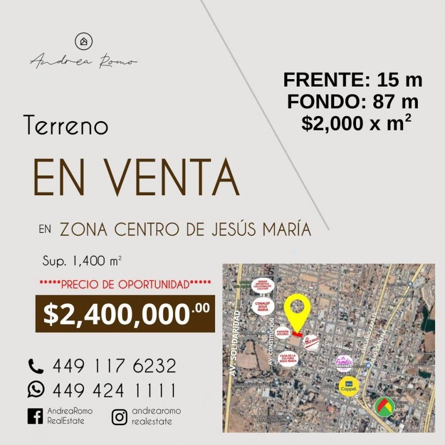 Foto Terreno en Venta en Zona Centro, Jesús María, Aguascalientes - $ 2.400.000 - TEV350979 - BienesOnLine