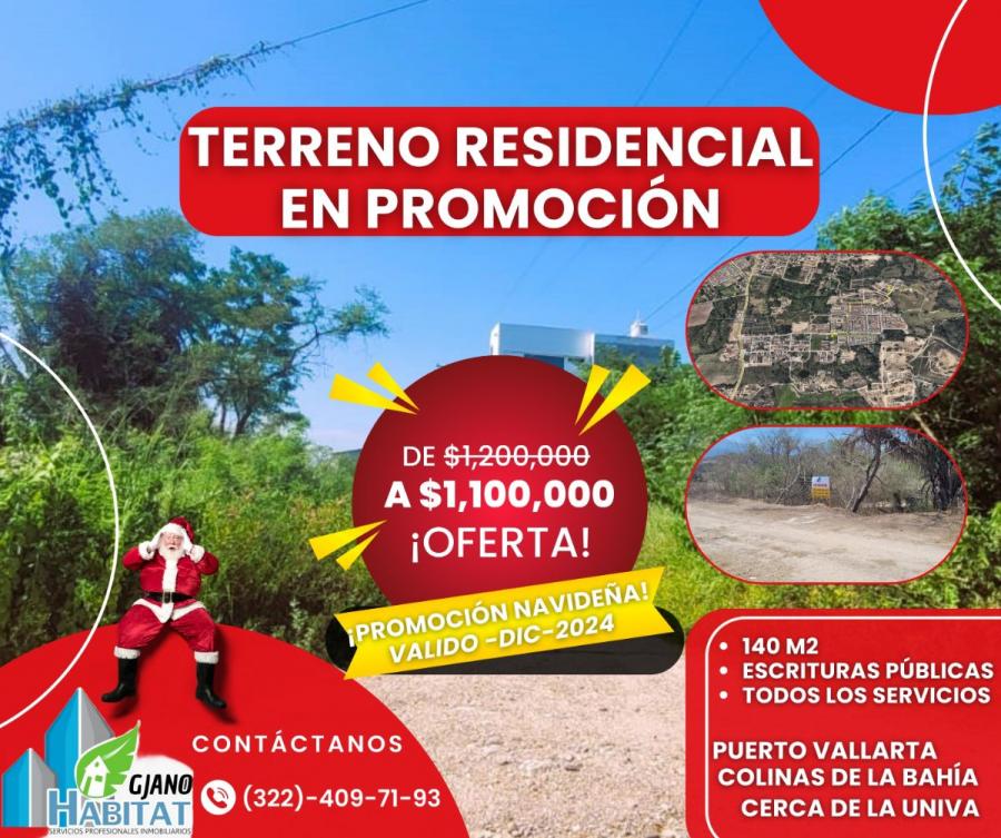 VENDO TERRENO RESIDENCIAL 140 M2. EN PUERTO VALLARTA ESCRITURADO Y SERVICIOS.