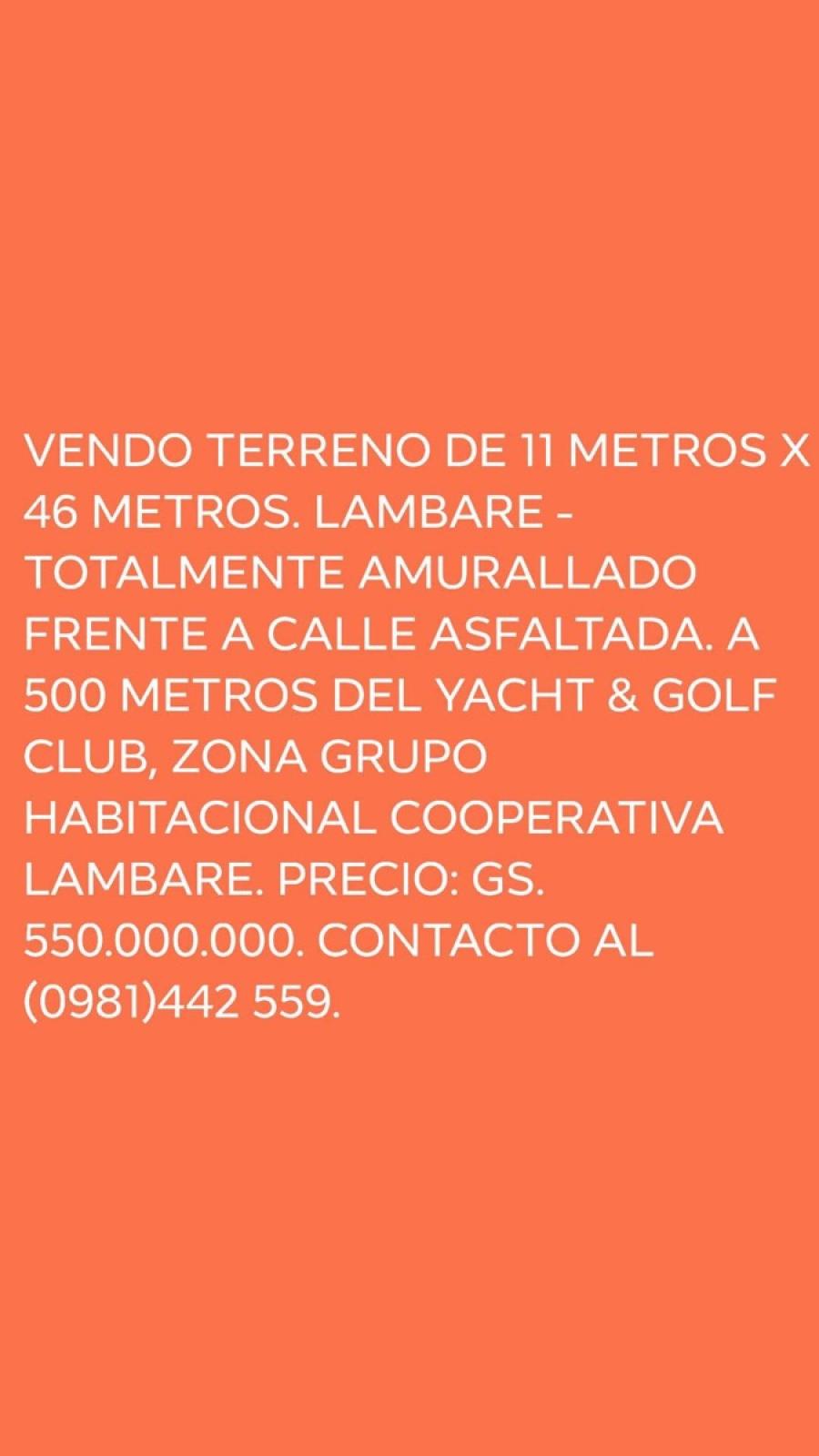 Foto Terreno en Venta en Lambar, Central - G 550.000.000 - TEV2373 - BienesOnLine