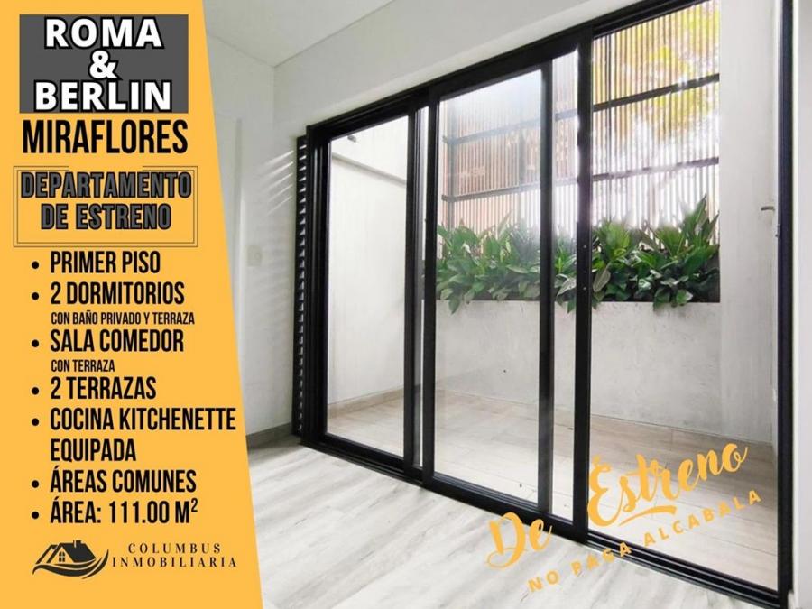 Miraflores ROMA - Dpto 1er.Piso de 2dorm c/Baños + Cocina Kitchenette Equipada