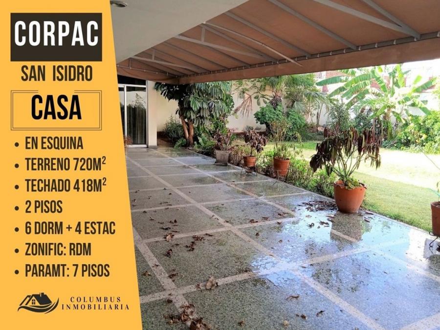 San Isidro CORPAC Barrenechea - Casa en esquina con Terreno de 720m²