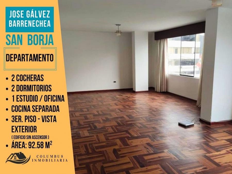 San Borja BARRENECHEA - Dpto de 2 Dorm + 1 Estudio + 2 Cocheras