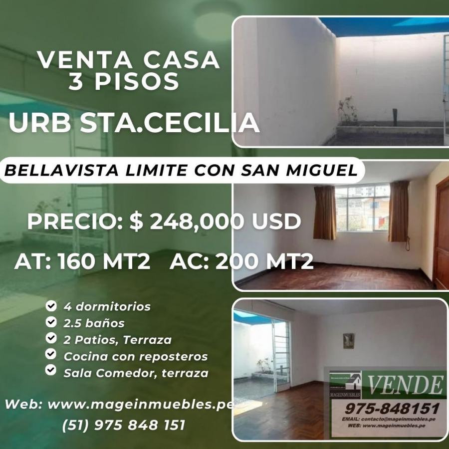 SAN MIGUEL – VENTA HERMOSA CASA 3 PISOS BELLAVISTA LIMITE SAN MIGUEL $248,000 USD  