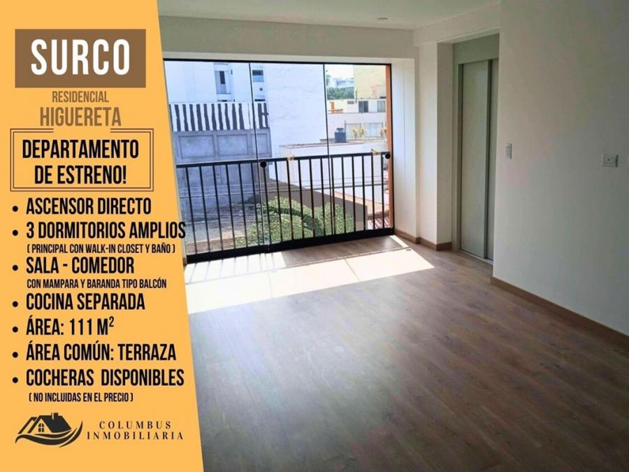 Surco RESIDENCIAL HIGUERETA - Departamento DE ESTRENO! de 3dorm (amplios) + Ascensor Directo + Terra