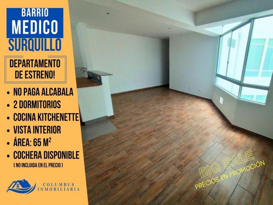 Surquillo BARRIO MÉDICO - Dpto de 2dorm + Cocina Kitchenette (Frente a Parque - DE ESTRENO!)