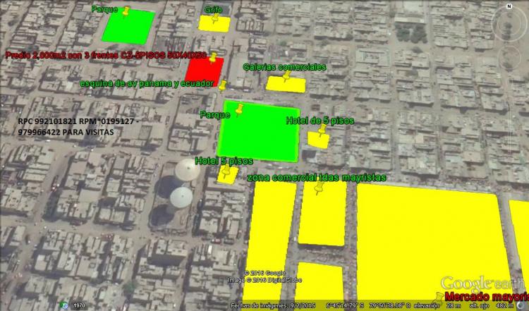 TERRENO COMERCIAL 2,000 M2 CZ-RDM-5 PISOS -3 FRENTES EN AV FRENTE A PARQUE