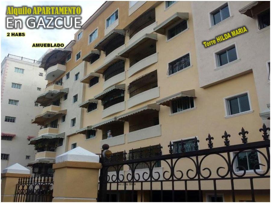 ALQUILO APTO AMUEBLADO EN GAZCUE, 2 HABS., 140 Mts.2, BALCON, 5TO PISO, TORRE HILDA MARIA