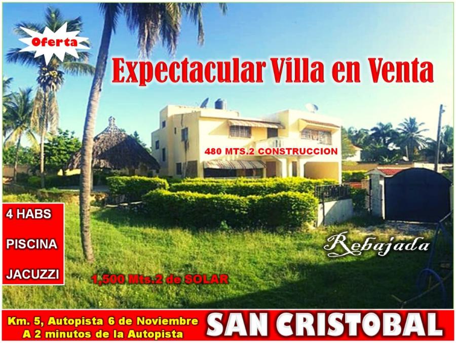 ESPECTACULAR VILLA AMUEBLADA,  CON PISCINA Y JACUZZI EN SAN CRISTOBAL, km. 5, AUTOPISTA 6 DE NOVIEMB