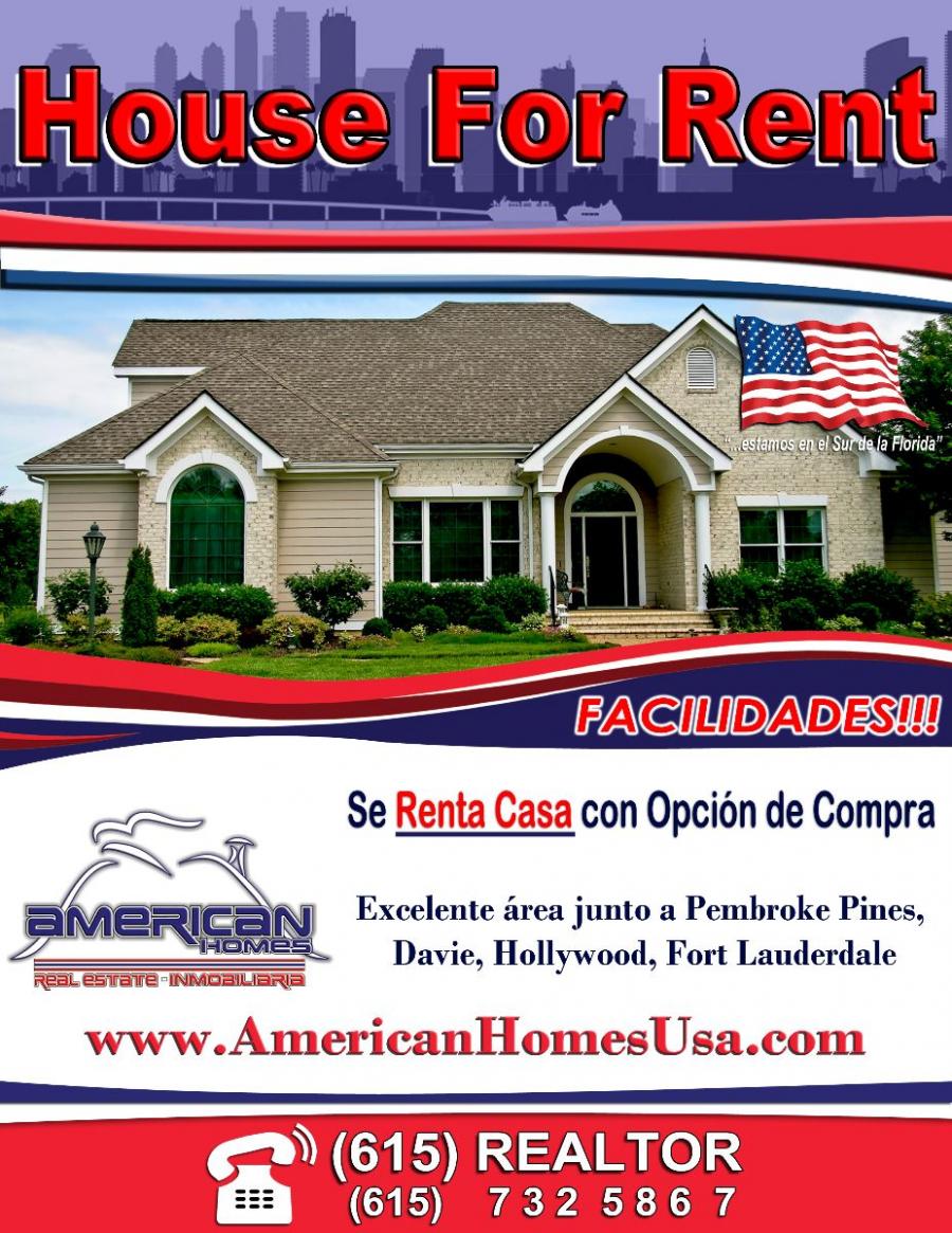 Casa en Renta en Hollywood, Florida - U$D  - CAR2743 - BienesOnLine