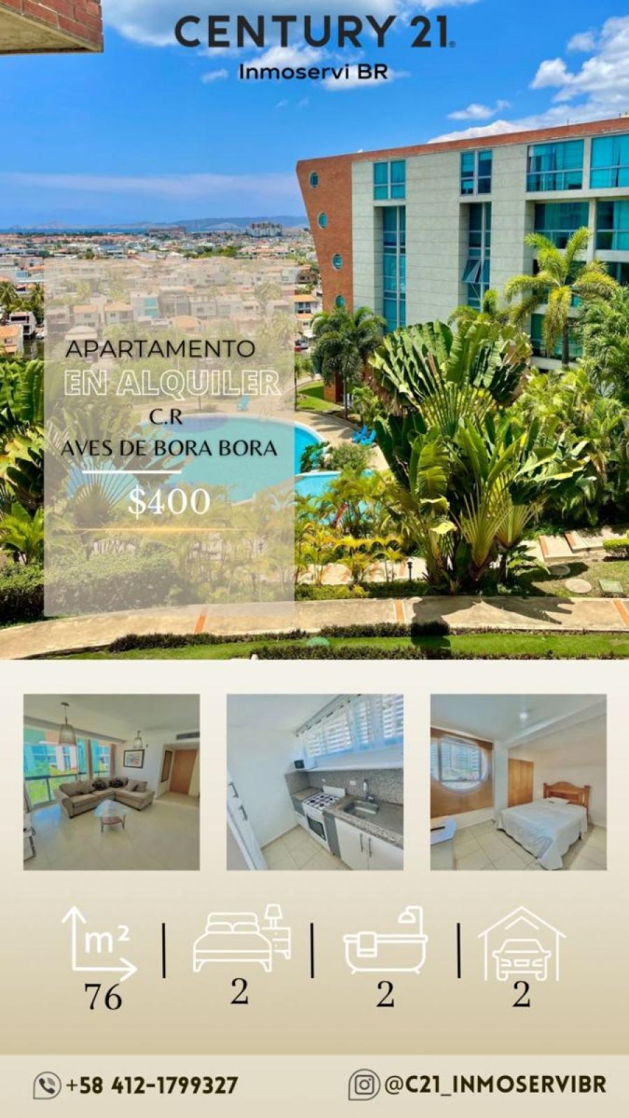 APARTAMENRO EN ALQUILER C.R AVES DE BORA BORA