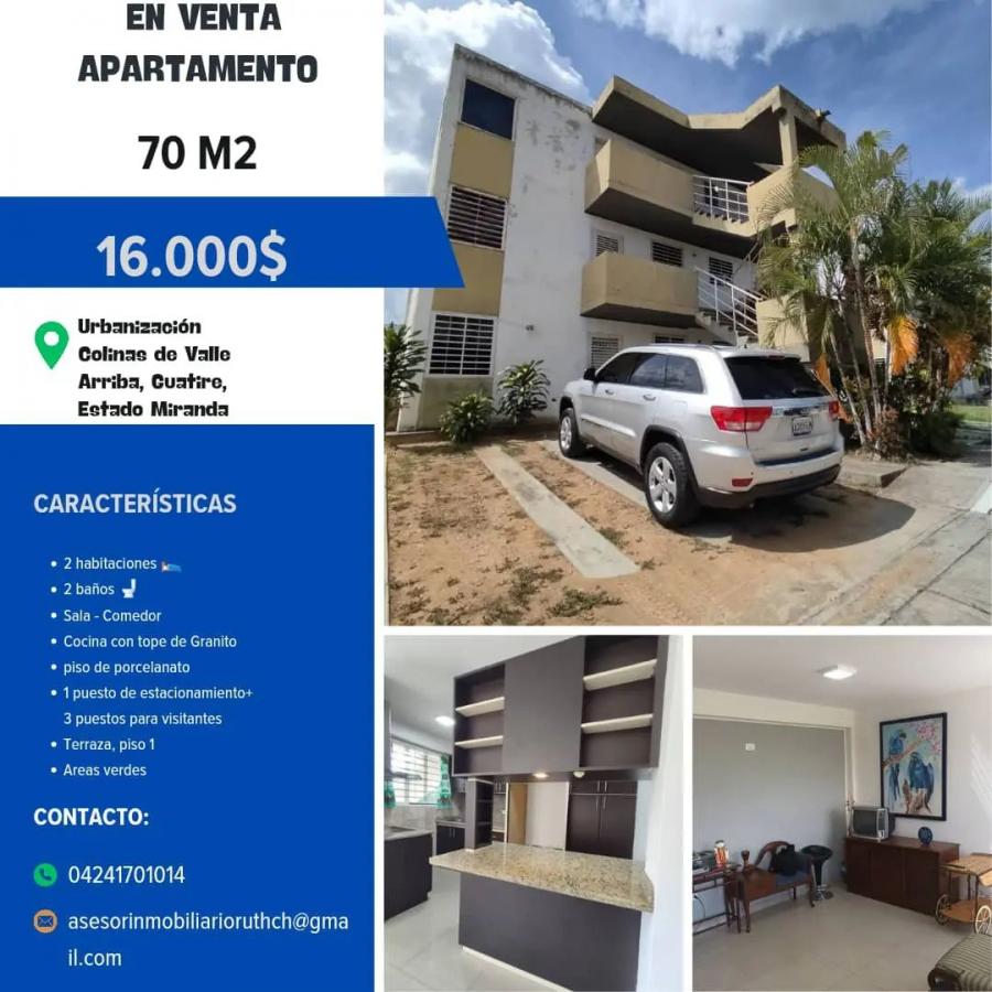 En venta apartamento, 70 m2, urbanización colinas de valle arriba, Guatire 