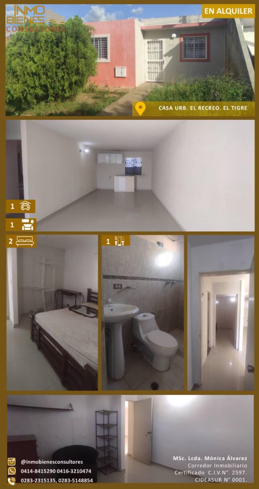 Foto Casa en Alquiler en Edmundo Barrio, El Tigre, Anzoátegui - U$D 119 - CAA231904 - BienesOnLine